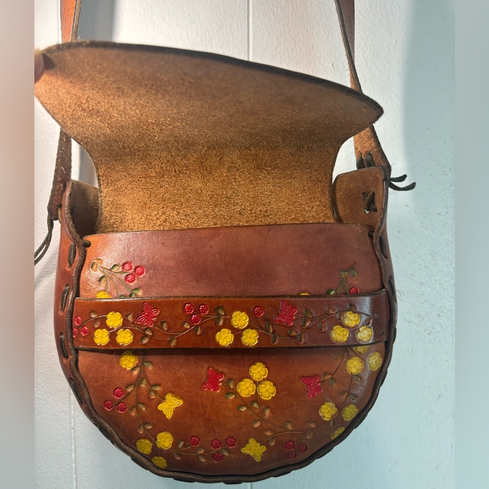 Vintage 70’s Tool Leather Handmade Hippie Shoulder Bag - Picture 11 of 15